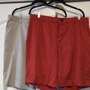Nike Men's Red and Tan Flat Front Shorts